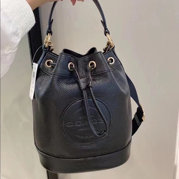 Coach Handbags - Coach Dempsey Drawstring Bucket Bag in Black Leather